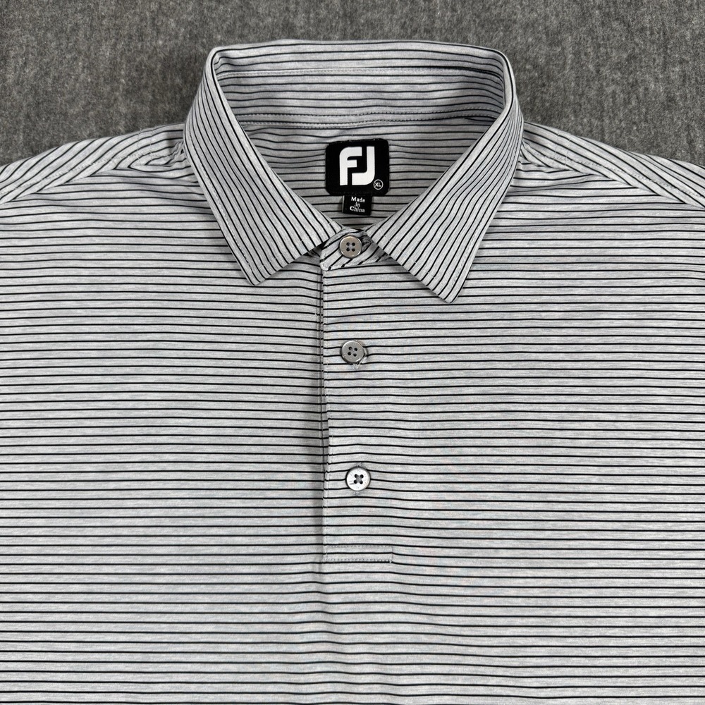 FootJoy FJ Men's XL Gray Stripe Golf Polo Shirt Stretch Performance NAIOP